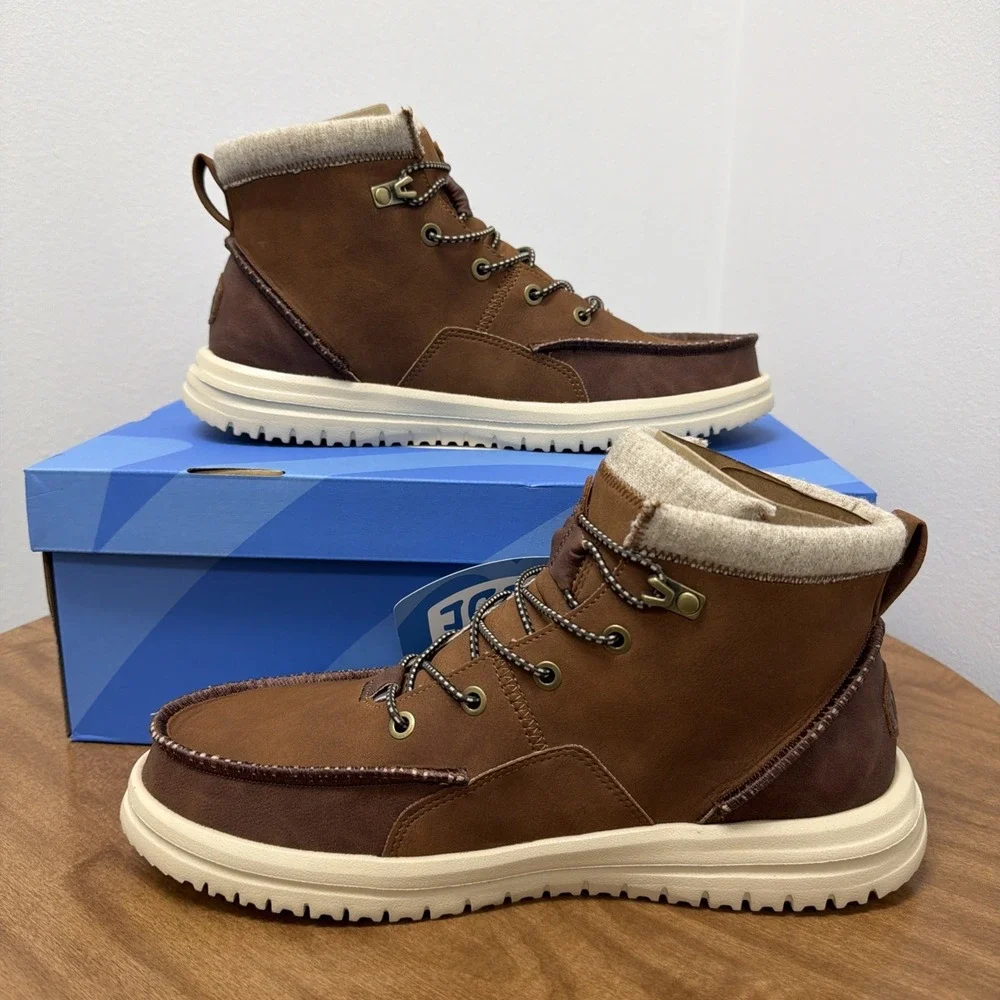 Hey Dude Men's Bradley Classic‎ Tumbled Cognac Brown Size 10 lightweight wool